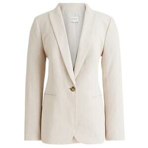 J.Crew Women's Linen-Blend One-Button Blazer Beige Oatmeal AL222 Size 16 New